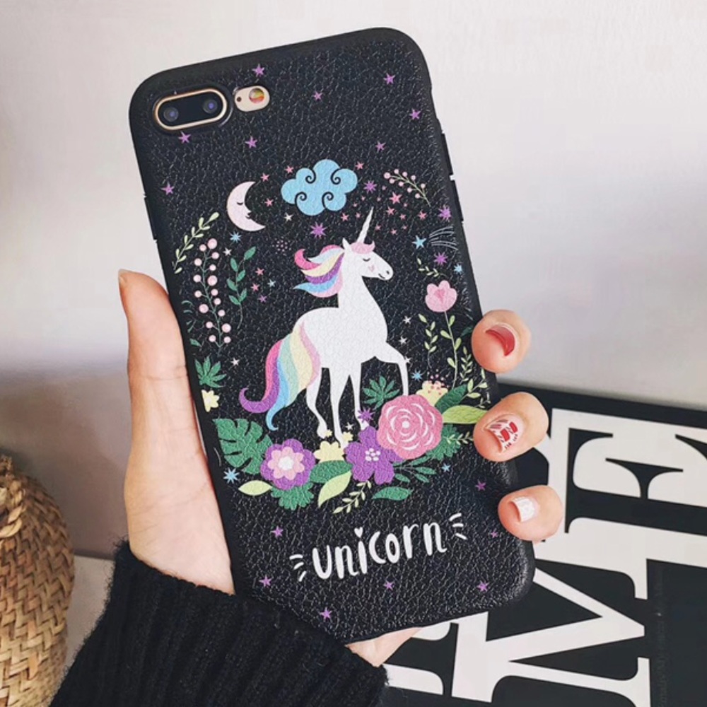 NEW iPhone 7+/8+ Floral Unicorn Soft Case - Picture 1 of 4